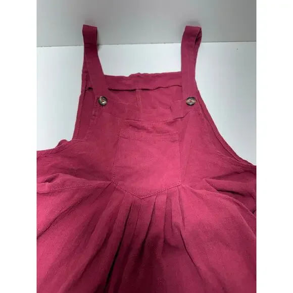 Women’s Jumpsuit Romper Sz XL Wide Leg Baggy Lagenlook Boho Wine Color Beach - Picture 9 of 10